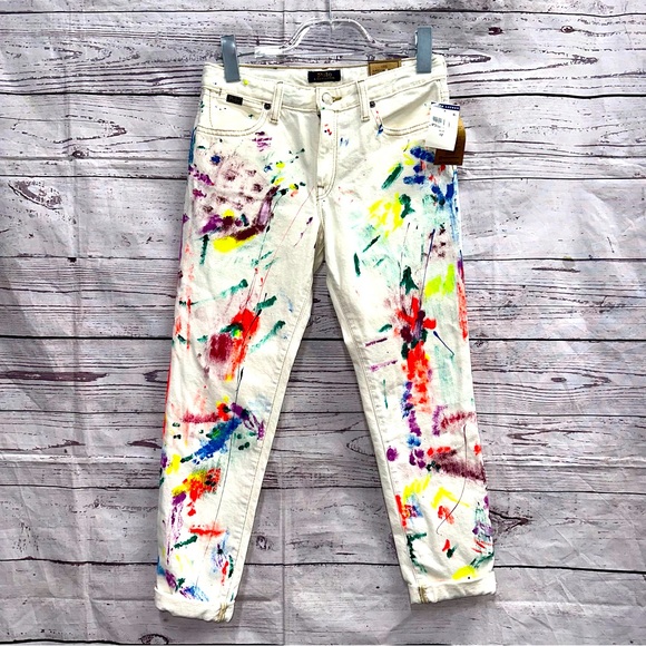 Polo Ralph Lauren Astor Slim Multi-Color Boyfriend Paint Splatter